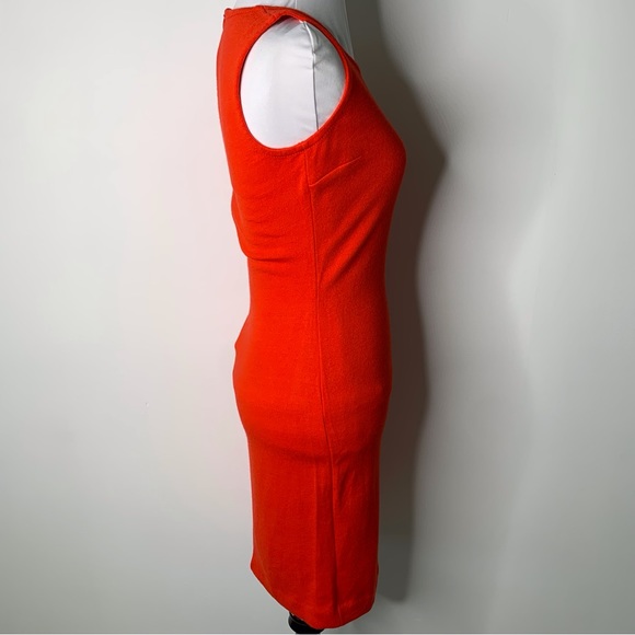 St. John Women's Red Cutout Sleeveless Knit Sheath Wool Mini Dress Size 0 - Picture 5 of 11